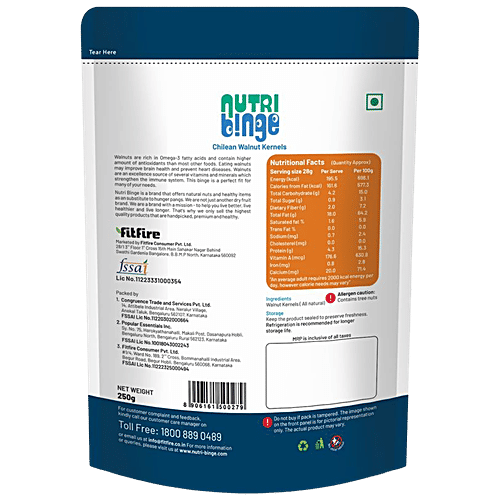 Nutri Binge Chilean Walnut Kernels, 250 g  