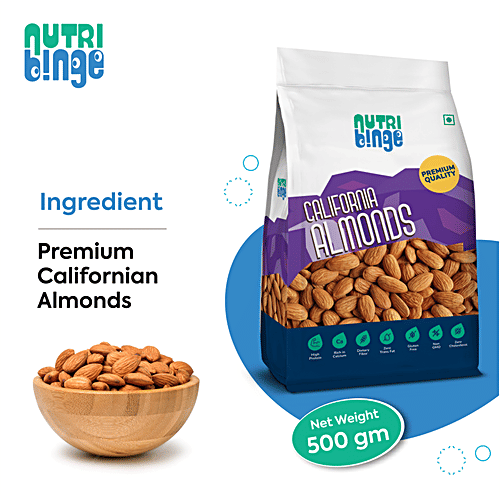 Nutri Binge Premium California Almonds, 500 g  