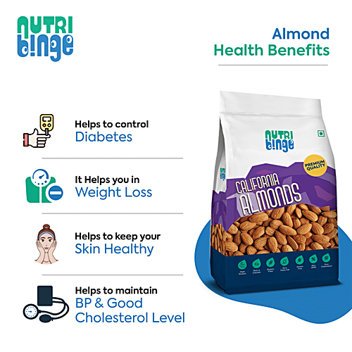 Nutri Binge Premium California Almonds, 500 g  