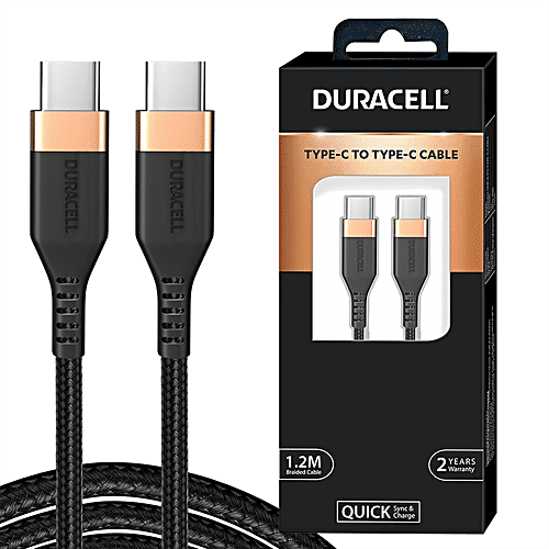 Buy Duracell USB Type C To Type C 5A 100W Braided Sync Fast Charge