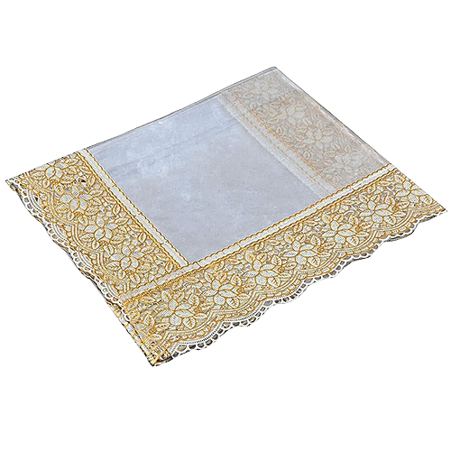 JBG Home Store Transparent Dining Table Cover - 6 Seater, With Golden Lace, 152 X 229 cm, 1 pc  