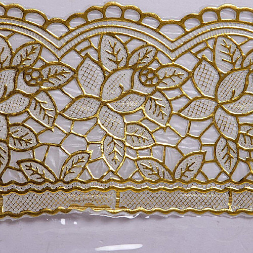 JBG Home Store Transparent Center Table Cover - 4 Seater, With Golden Lace, 102 X 152 cm, 1 pc