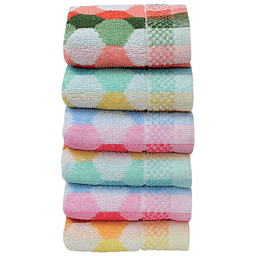 JBG Home Store Hand Towels Cotton - Abstract Pattern, Multicolour, 4 pcs