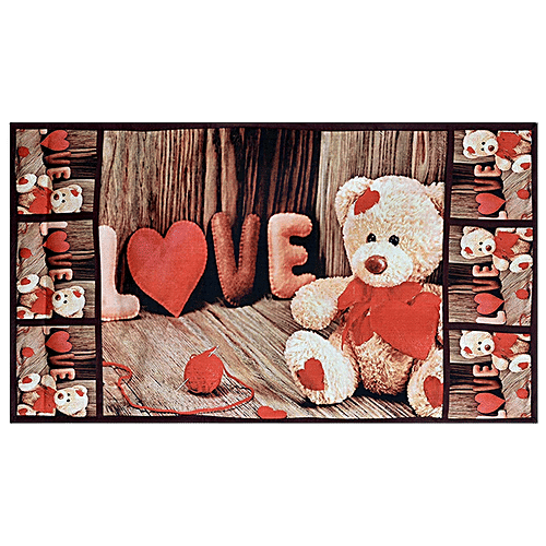 JBG Home Store Printed Fridge/Refrigerator Top Cover - With 6 Pockets, Teddy Design, 99 x 55 Cm, 1 pc  Digital Print Knitting Fabric