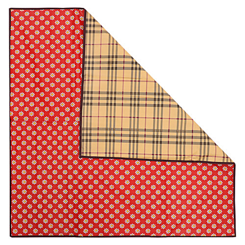 JBG Home Store Reversible PVC Bedsheet Protector - Check & Floral Print, Assorted Colour, 92 X 92 cm, 1 pc Food Mats, Foldable and lightweight