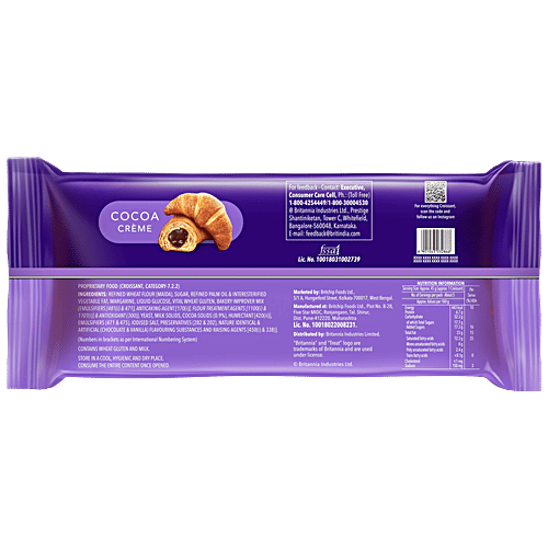 Britannia Treat Cocoa Creme Croissant, 242.5 g (Pack of 5)