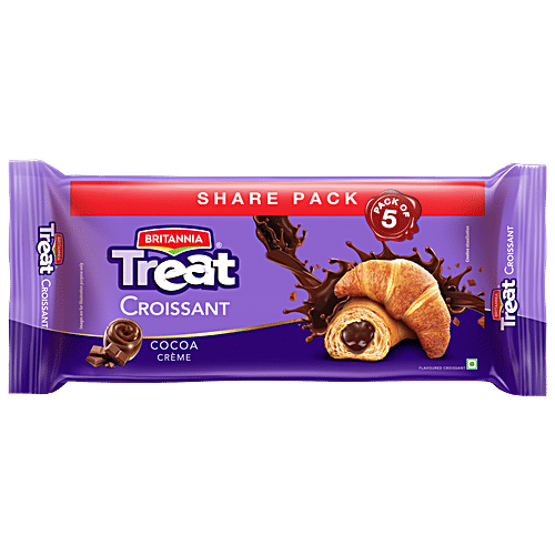 Britannia Treat Cocoa Creme Croissant, 242.5 g (Pack of 5)