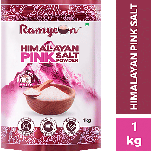 Ramyeon Himalayan Pink Salt Powder, 1 kg  Natural, Good For Digestion, Good For Heart