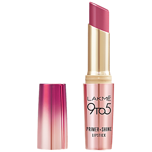 Lakme 9 To 5 Primer + Shine Lipstick, 3.6 g Pink Dream High Shine, Built In Primer