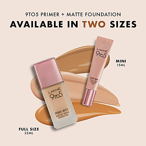 Lakme 9 To 5 Primer + Matte Foundation Mini, 15 ml C140 Cool Rose Built In Primer, Long Lasting Finish