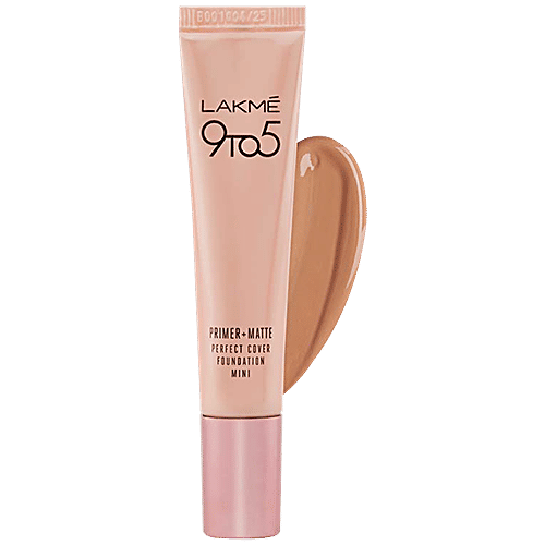 Lakme 9 To 5 Primer + Matte Foundation Mini, 15 ml C140 Cool Rose Built In Primer, Long Lasting Finish