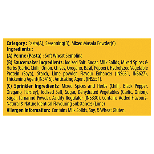 Keya Piri Piri Pasta - African Style, Penne, With Hot Sauce Maker & Extra Spicy Sprinkler, 96.5 g Pouch Made With Soft Suji/Rawa