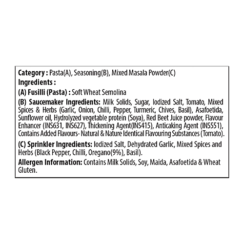 Keya Arrabiata Pasta - Italian Style, Fusilli, With Tangy Sauce Maker & Herbs Sprinkler, 96.5 g Pouch Made With Soft Suji/Rawa