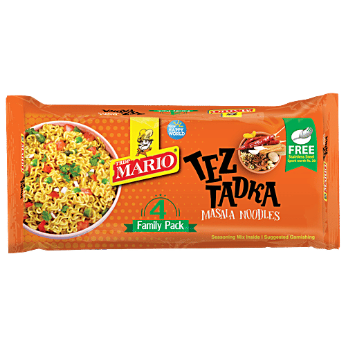 TRDP MARIO Tez Tadks Instant Masala Noodles - Family Pack, 340 g (Get Free Stainless Steel Spork)