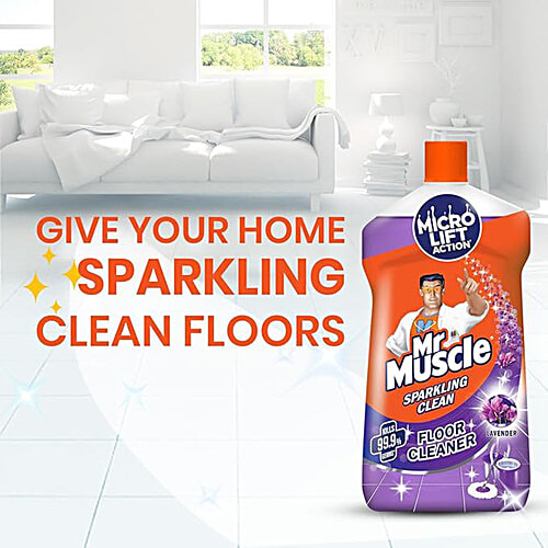 Mr. Muscle Disinfectant Floor Cleaner Liquid - Lavender, Kills 99.9% Germs, 1 L  Cleans, Freshens & Restores Shiny Floor