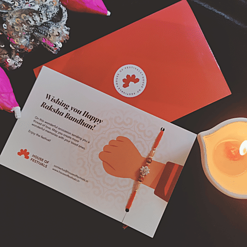 House of Festivals Mauli Rakhi - With White Flower Design, HOF-RK23-1528, 1 pc  