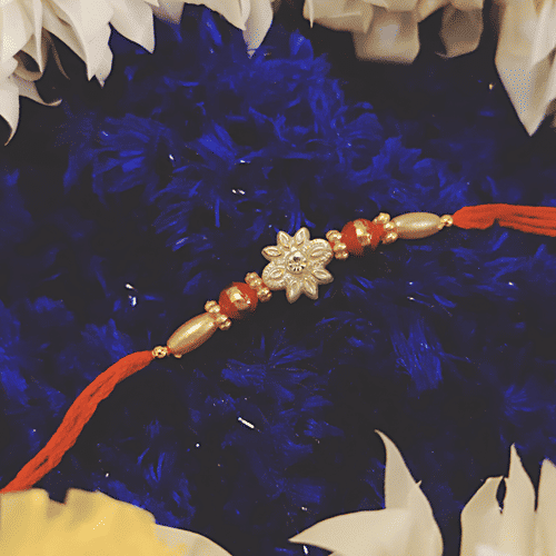 House of Festivals Mauli Rakhi - With White Flower Design, HOF-RK23-1528, 1 pc  