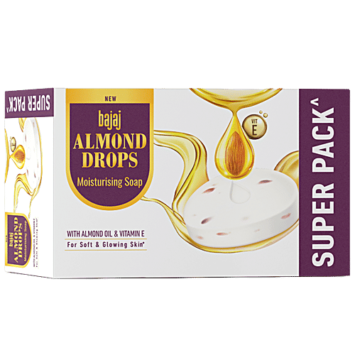 Bajaj Almond Drops Moisturising Soap - With Vitamin E, For Soft & Glowing Skin, 125 g (Pack of 5) Sulphate Free, Paraben Free, Free From Toxins