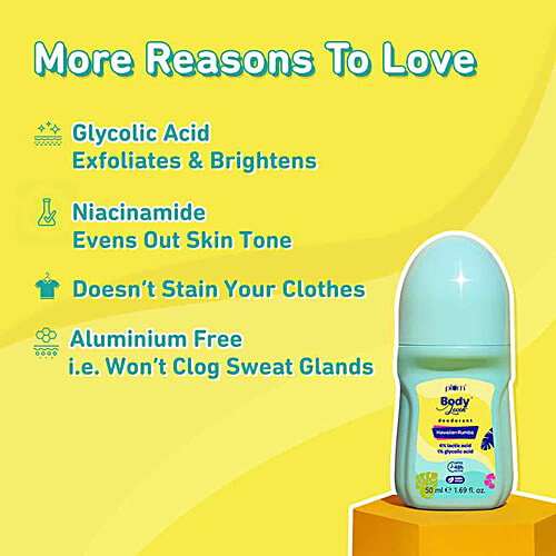 Plum BodyLovin' Hawaiian Rumba Deodorant Roll-On - Lactic Acid & Green Tea Extract, 50 ml  Fresh Beachy Fragrance, 48 Hour Odour Control, 100% Vegan