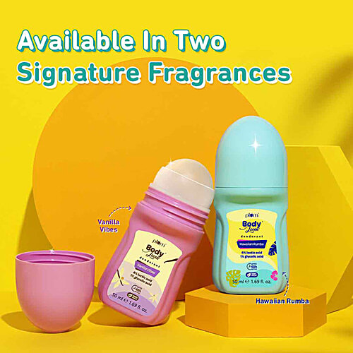 Plum BodyLovin' Hawaiian Rumba Deodorant Roll-On - Lactic Acid & Green Tea Extract, 50 ml  Fresh Beachy Fragrance, 48 Hour Odour Control, 100% Vegan