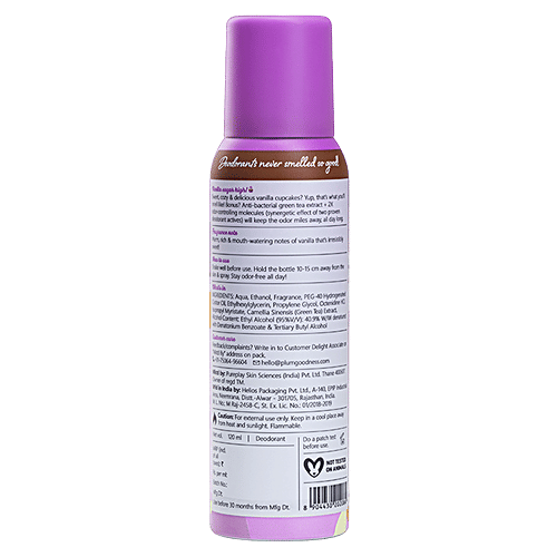 Plum BodyLovin' Vanilla Vibes Perfumed Deodorant Spray, 120 ml  2x Odour Control Molecules, Anti-bacterial Green Tea Extracts, Warm Vanilla Fragrance