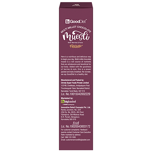 bb Gooddiet Multi Millet Chocolate Muesli - With Berries & Nuts, 350 g High In Protein & Fibre