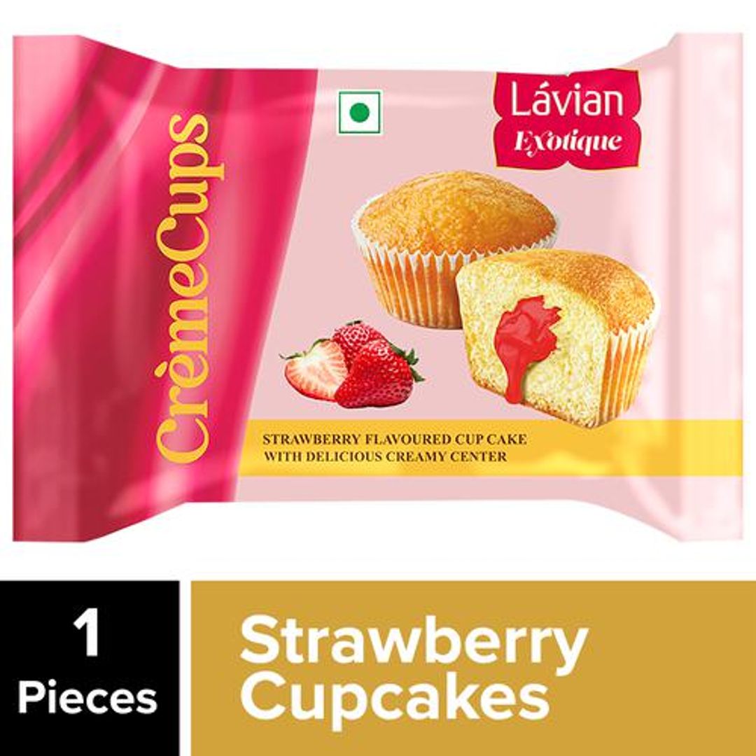 Lavian Exotique Crème Cups - Strawberry Flavoured Cupcake, With Delicious Creamy Center, 20 g 