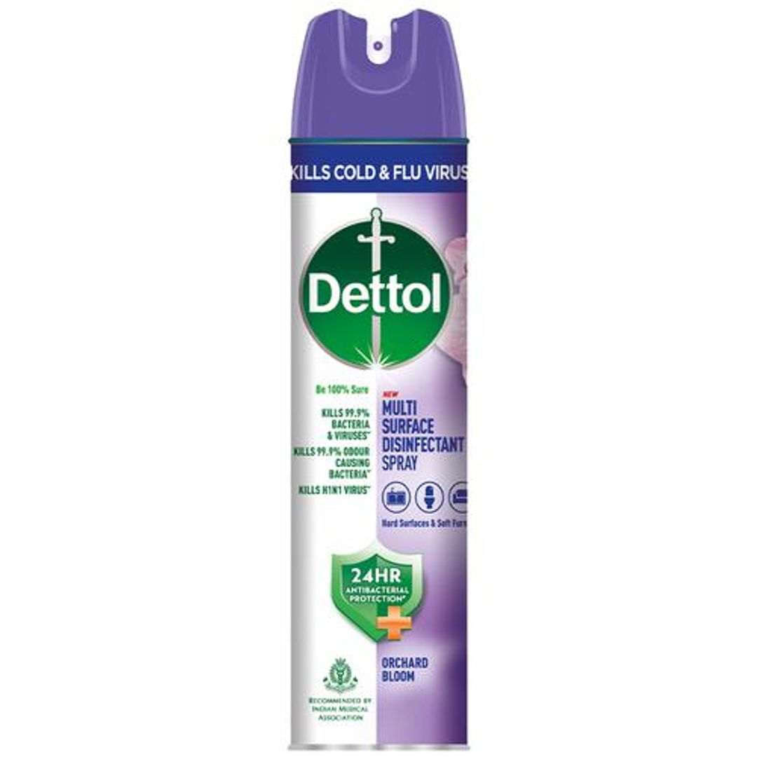 Dettol Multi-Surface Disinfectant Spray -  Orchard Bloom, 24 Hours Antibacterial Protection, 225 ml 