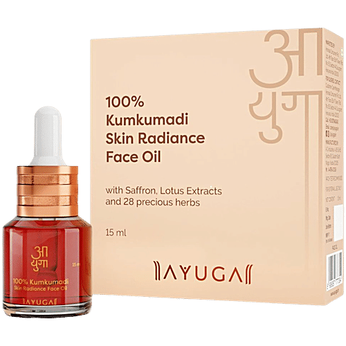 Ayuga 100% Kumkumadi Skin Radiance Face Oil With Saffron & Lotus Extracts, 15 ml  For Radiant & Glowing Skin