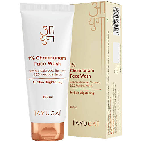 Ayuga 1% Chandanam Face Wash, With Sandalwood & Turmeric, Skin Brightening Facial Cleanser, 100 ml  