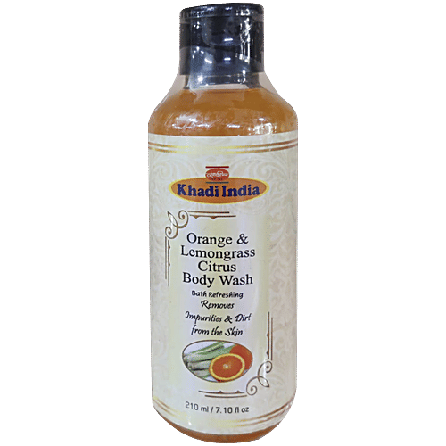Khadi India Orange & Lemongrass Citrus Body Wash, 210 ml Removes Impurities & Dirt From The Skin