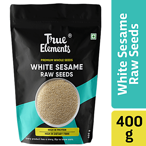 True Elements Raw White Sesame/Safed Til Seeds, 400 g  High in Protein and Dietary Fibre