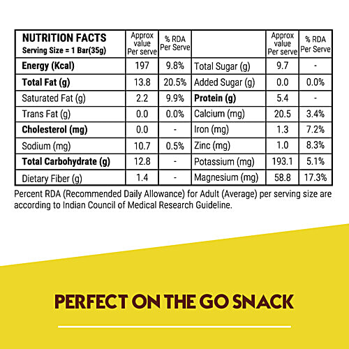 Happilo Premium Walnuts Healthy Dryfruit Bar, 35 g (Pack of 6) Premium Nuts & Dry Fruits
 Protein Rich