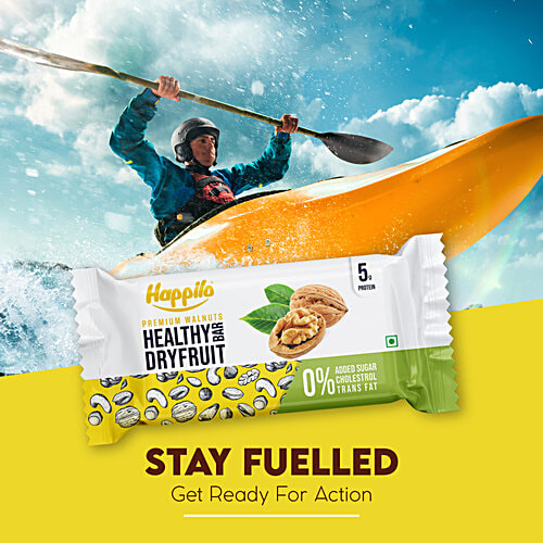 Happilo Premium Walnuts Healthy Dryfruit Bar, 35 g (Pack of 6) Premium Nuts & Dry Fruits
 Protein Rich