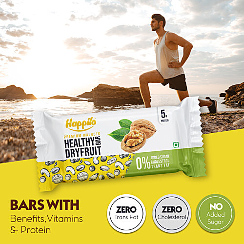 Happilo Premium Walnuts Healthy Dryfruit Bar, 35 g (Pack of 6) Premium Nuts & Dry Fruits
 Protein Rich