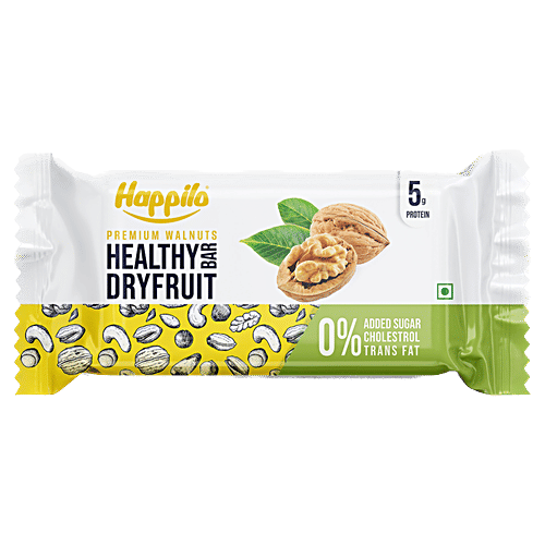 Happilo Premium Walnuts Healthy Dryfruit Bar, 35 g (Pack of 6) Premium Nuts & Dry Fruits
 Protein Rich