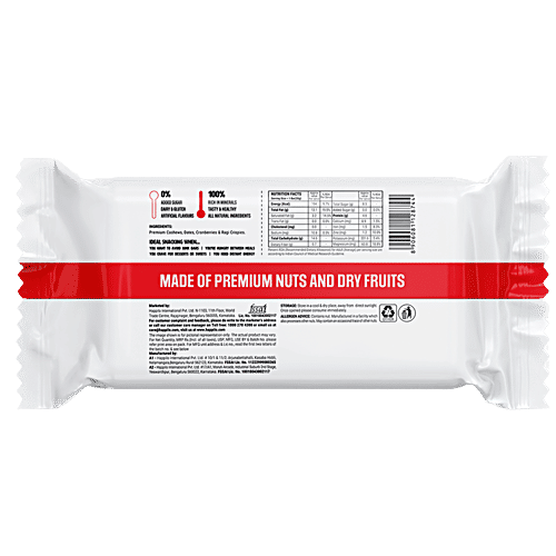 Happilo Cranberry Cashews Healthy Dryfruit Bar, 35 g (Pack of 6) 