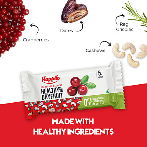 Happilo Cranberry Cashews Healthy Dryfruit Bar, 35 g (Pack of 6) 
