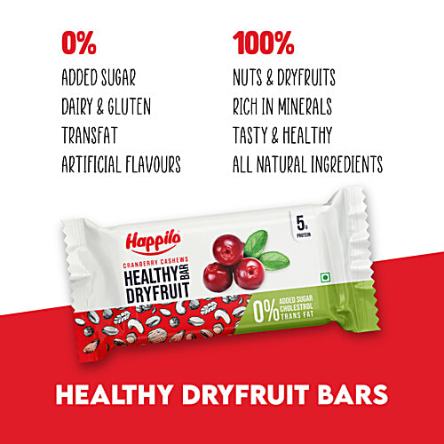 Happilo Cranberry Cashews Healthy Dryfruit Bar, 35 g (Pack of 6) 