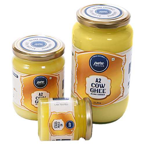 Pure Whites A2 Cow Ghee - Bilona Churned, 200 ml Natural