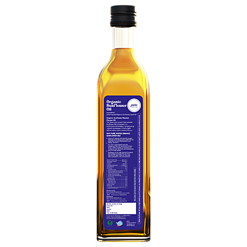 Pure Whites Cold Pressed Organic Sunflower Oil, 1 L No Preservatives, 100& Pure & Natural