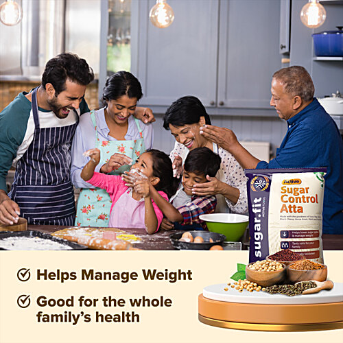 Sugar.Fit Active Sugar Control Atta, 5 kg Helps lower sugar spikes & manage weight, Tasty rotis for your family, Clinically Validated GI <55