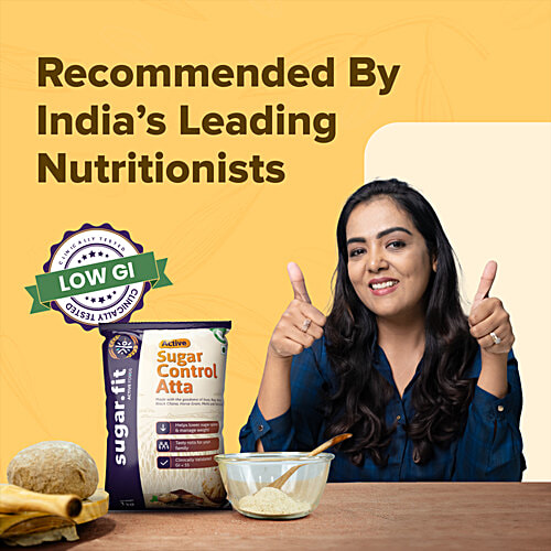Sugar.Fit Active Sugar Control Atta, 5 kg Helps lower sugar spikes & manage weight, Tasty rotis for your family, Clinically Validated GI <55