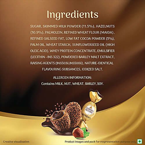 Ferrero Rocher Moments Gift Pack, 58 g (10 pcs) Crunchy Delight With Cocoa & Hazelnut Cream