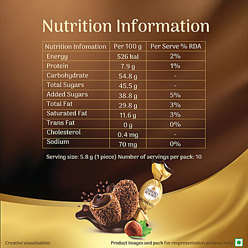 Ferrero Rocher Moments Gift Pack, 58 g (10 pcs) Crunchy Delight With Cocoa & Hazelnut Cream