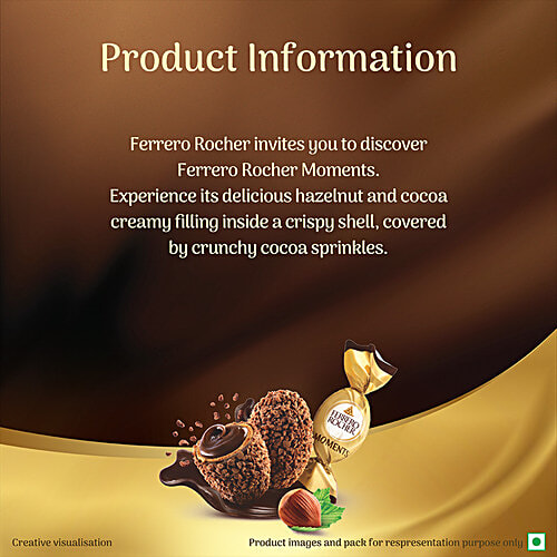 Ferrero Rocher Moments Gift Pack, 58 g (10 pcs) Crunchy Delight With Cocoa & Hazelnut Cream
