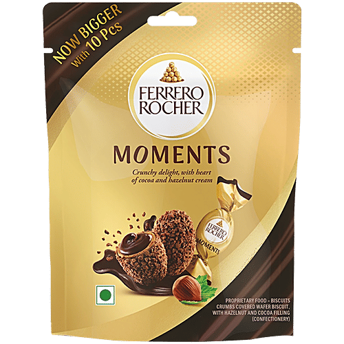 Ferrero Rocher Moments Gift Pack, 58 g (10 pcs) Crunchy Delight With Cocoa & Hazelnut Cream