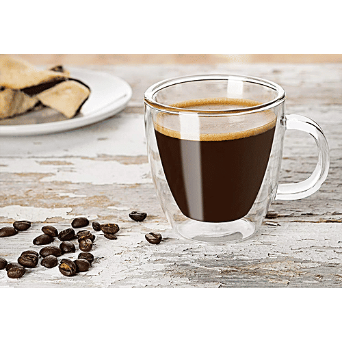 Femora Double Walled Crystal Glass Tea Cup/Mug, 290 ml  