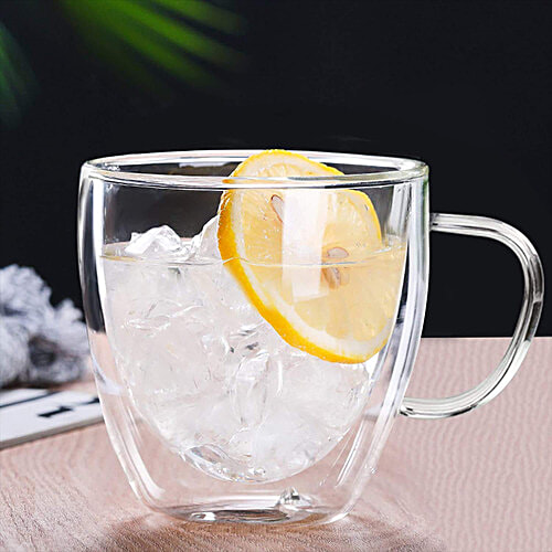 Femora Double Walled Crystal Glass Tea Cup/Mug, 290 ml  