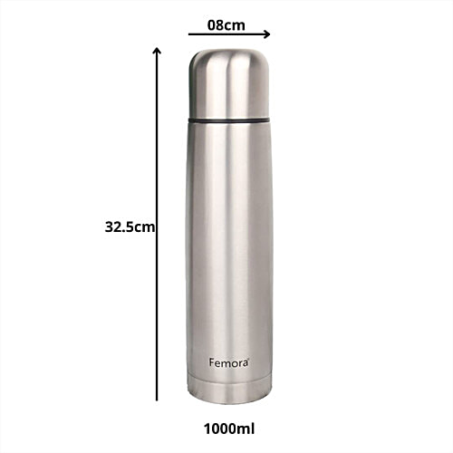 Femora Bullet Thermosteel Stainless Steel Water Bottle/Flask - Hot & Cold, 1 L  